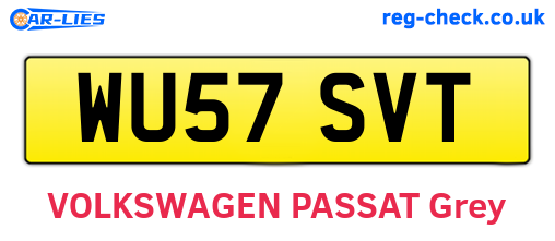 WU57SVT are the vehicle registration plates.