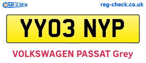YY03NYP are the vehicle registration plates.