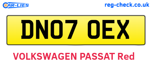 DN07OEX are the vehicle registration plates.
