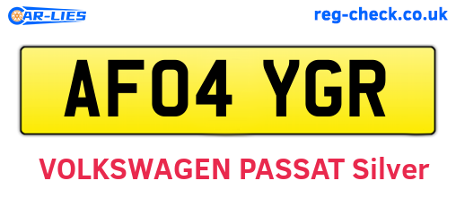 AF04YGR are the vehicle registration plates.