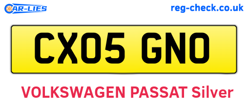 CX05GNO are the vehicle registration plates.