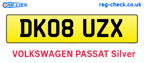 DK08UZX are the vehicle registration plates.