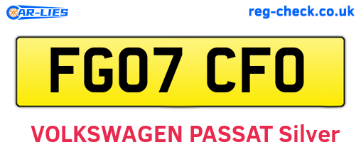 FG07CFO are the vehicle registration plates.