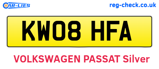 KW08HFA are the vehicle registration plates.