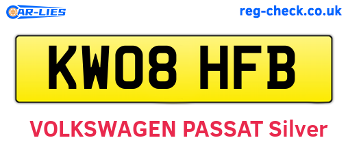 KW08HFB are the vehicle registration plates.