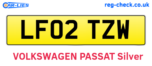 LF02TZW are the vehicle registration plates.