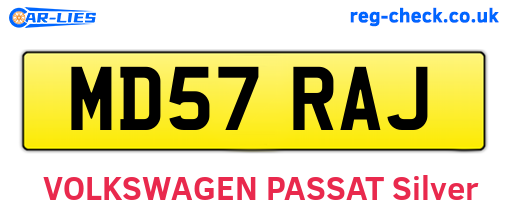 MD57RAJ are the vehicle registration plates.