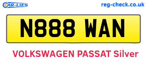 N888WAN are the vehicle registration plates.