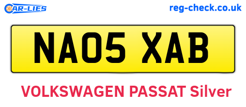 NA05XAB are the vehicle registration plates.