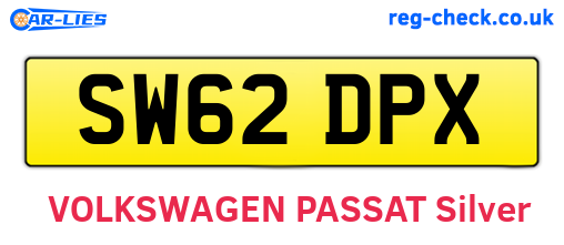 SW62DPX are the vehicle registration plates.