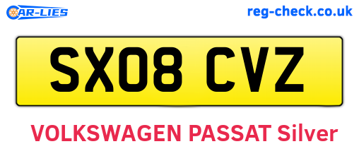 SX08CVZ are the vehicle registration plates.