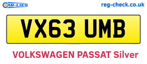 VX63UMB are the vehicle registration plates.