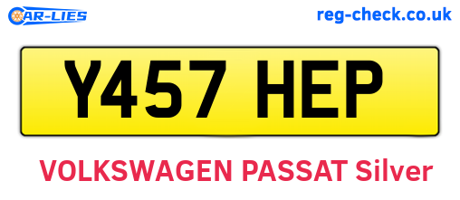 Y457HEP are the vehicle registration plates.