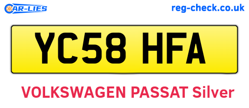 YC58HFA are the vehicle registration plates.