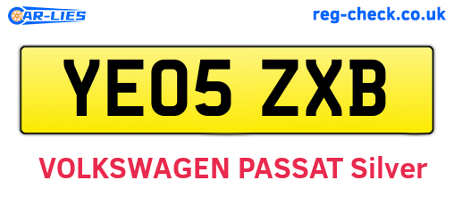 YE05ZXB are the vehicle registration plates.