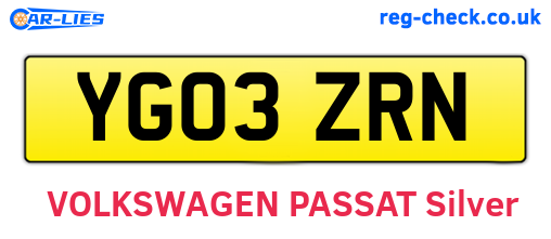 YG03ZRN are the vehicle registration plates.