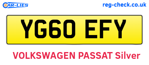 YG60EFY are the vehicle registration plates.
