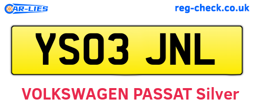 YS03JNL are the vehicle registration plates.