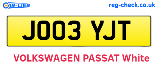 JO03YJT are the vehicle registration plates.