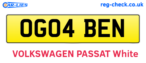 OG04BEN are the vehicle registration plates.