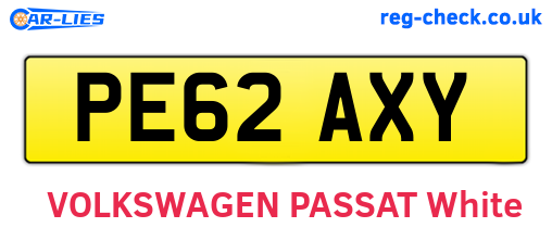PE62AXY are the vehicle registration plates.