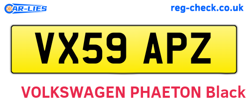 VX59APZ are the vehicle registration plates.