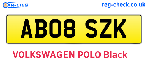 AB08SZK are the vehicle registration plates.