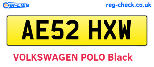AE52HXW are the vehicle registration plates.