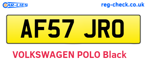 AF57JRO are the vehicle registration plates.