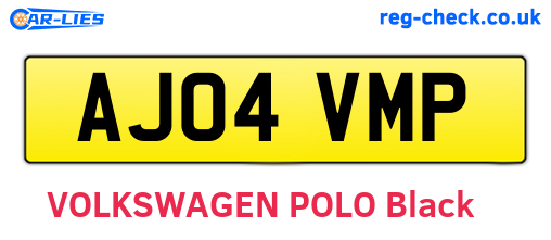 AJ04VMP are the vehicle registration plates.