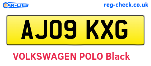 AJ09KXG are the vehicle registration plates.
