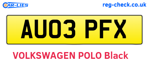 AU03PFX are the vehicle registration plates.