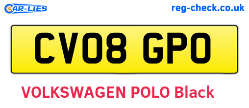 CV08GPO are the vehicle registration plates.