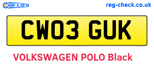 CW03GUK are the vehicle registration plates.