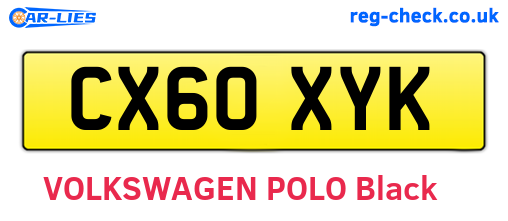 CX60XYK are the vehicle registration plates.