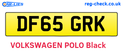 DF65GRK are the vehicle registration plates.