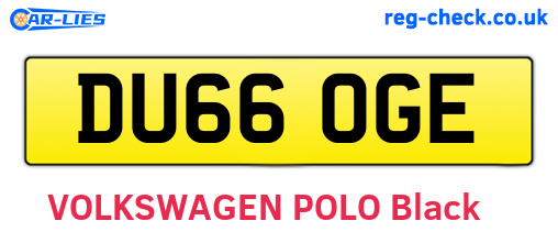 DU66OGE are the vehicle registration plates.