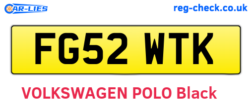 FG52WTK are the vehicle registration plates.