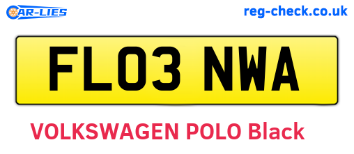 FL03NWA are the vehicle registration plates.