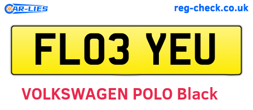 FL03YEU are the vehicle registration plates.