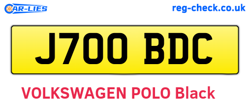 J700BDC are the vehicle registration plates.