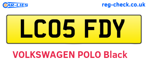 LC05FDY are the vehicle registration plates.