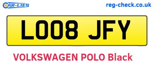 LO08JFY are the vehicle registration plates.