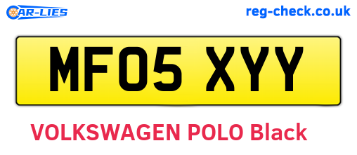MF05XYY are the vehicle registration plates.