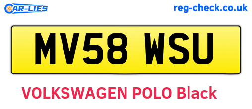 MV58WSU are the vehicle registration plates.