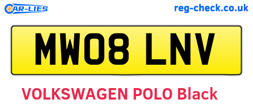 MW08LNV are the vehicle registration plates.