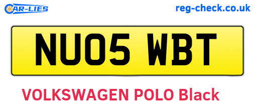 NU05WBT are the vehicle registration plates.