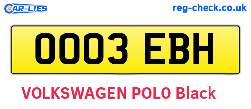 OO03EBH are the vehicle registration plates.