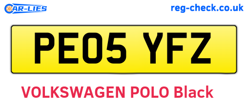 PE05YFZ are the vehicle registration plates.