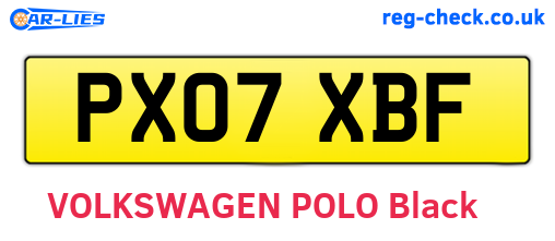 PX07XBF are the vehicle registration plates.